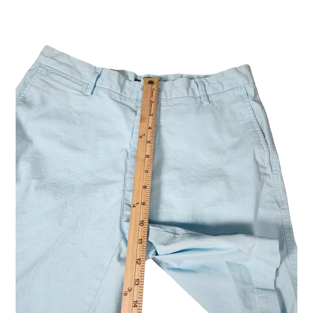 Lands End Mens 31 Traditional Fit Chino Shorts Light Blue Stretch Cotton 9